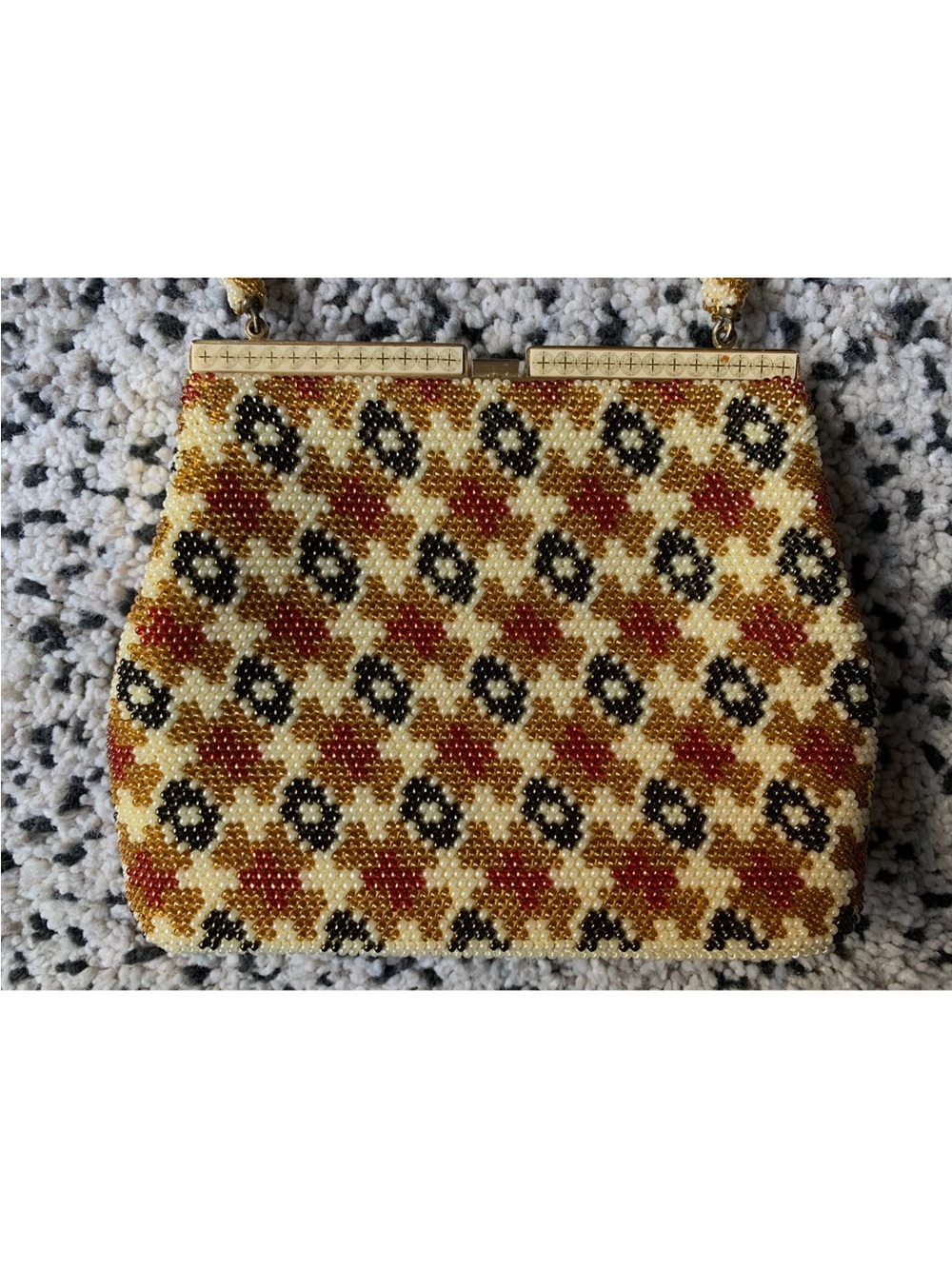 Vintage Beaded Handbag / Cocktail Purse - herringbone - Picture 2 of 9